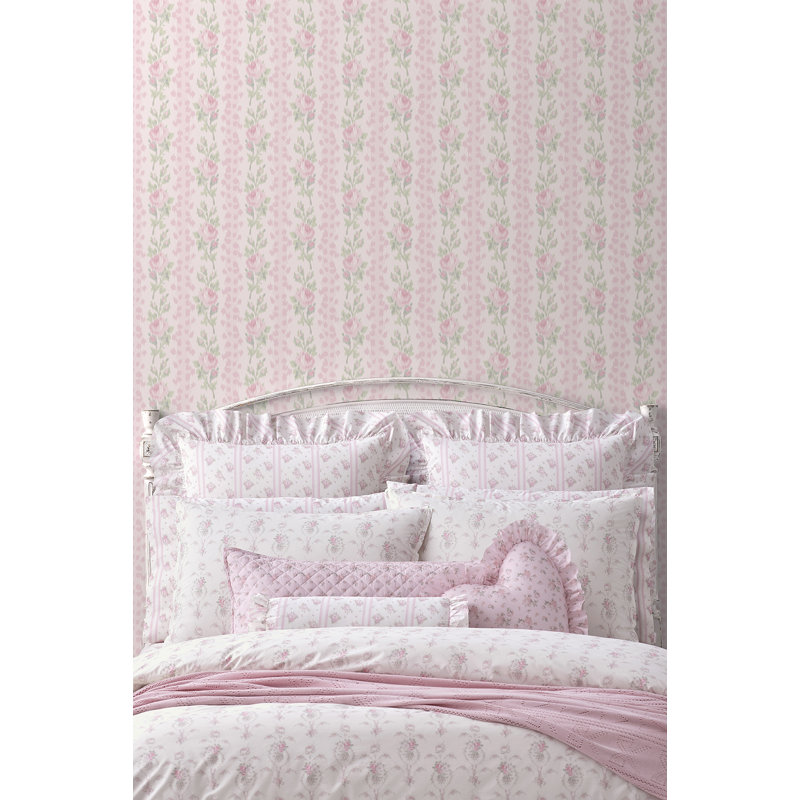 NuWallpaper Rose Stripe Self-Adhesive Double Roll | Birch Lane